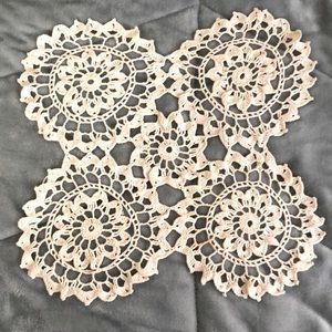 Elaborate cotton doily in beige color. Perfect for Easter, Spring decor